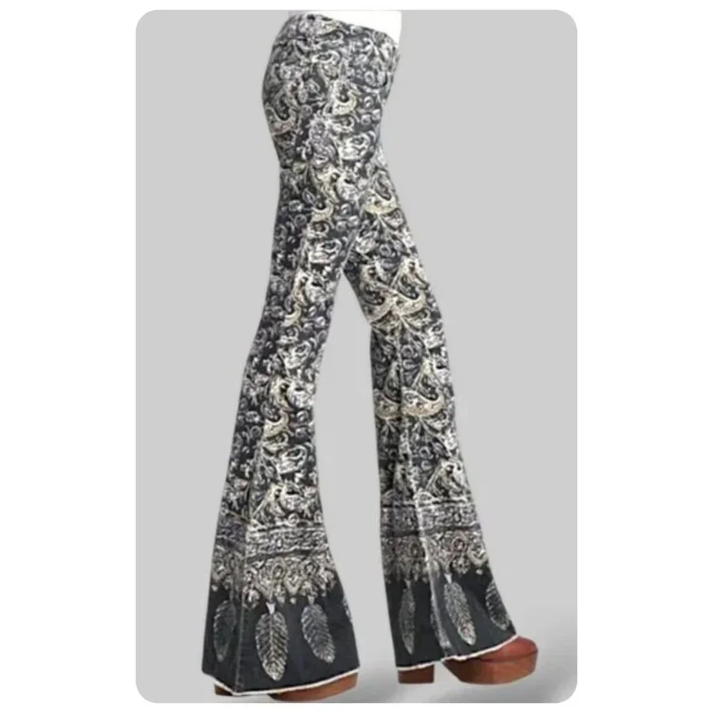 RARE Free People New Delhi Paisley Corduroy Flare Pants sz 31